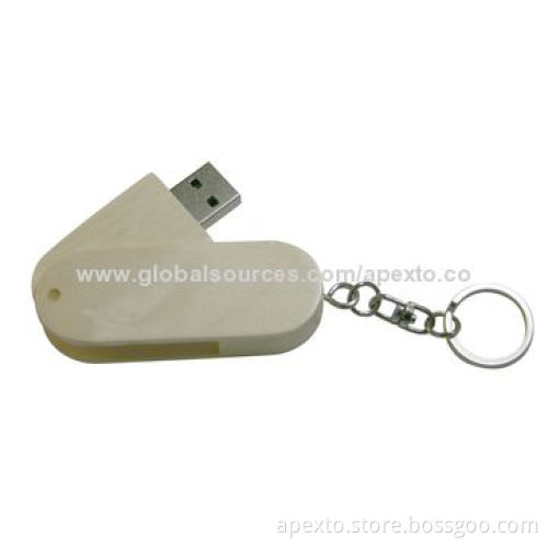 Swivel Wooden USB Flash Memory, Customized Logos Welcomed, 1 to 32GB Capacity